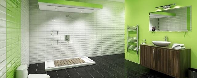 Зеленый цвет в дизайне интерьера ванной комнаты