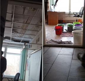 В томской гимназии из-за оттепели потек потолок кабинета