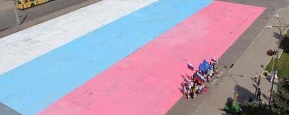 Юные жители Читы нарисовали огромный флаг России