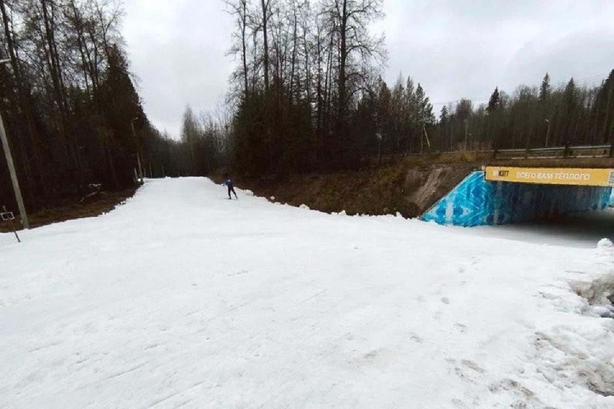 В российском городе появилась лыжная трасса с прошлогодним снегом