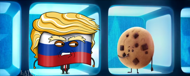 В американском телешоу Трамп предстал в виде российского флага