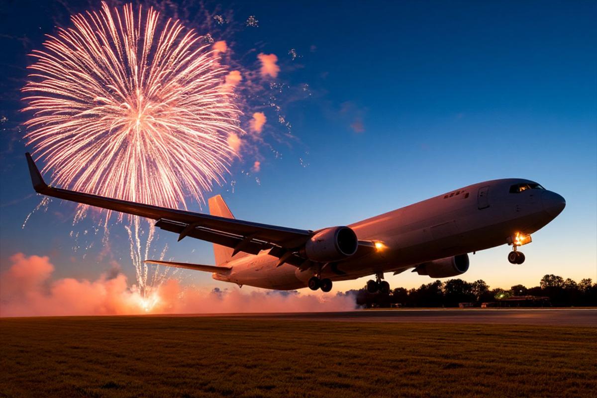 В Германии из пиротехники обстреляли военно-транспортный самолет