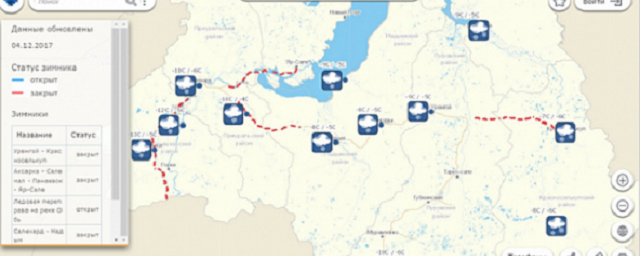 На Ямале запустили интерактивную карту зимних автодорог