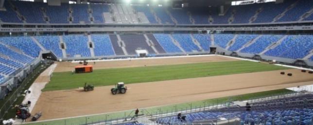 На стадионе «Санкт-Петербург» уложили новый газон