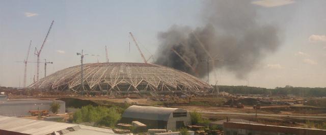 В Самаре на стройке стадиона «Самара Арена» произошел пожар