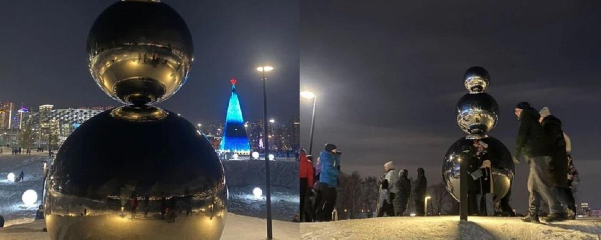 Арт-объект «Снежная баба» установили в парке «Арена» в Новосибирске, торжественное открытие намечено на 8 января