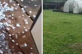 На новосибирское село Сокур обрушился ливень с крупным градом