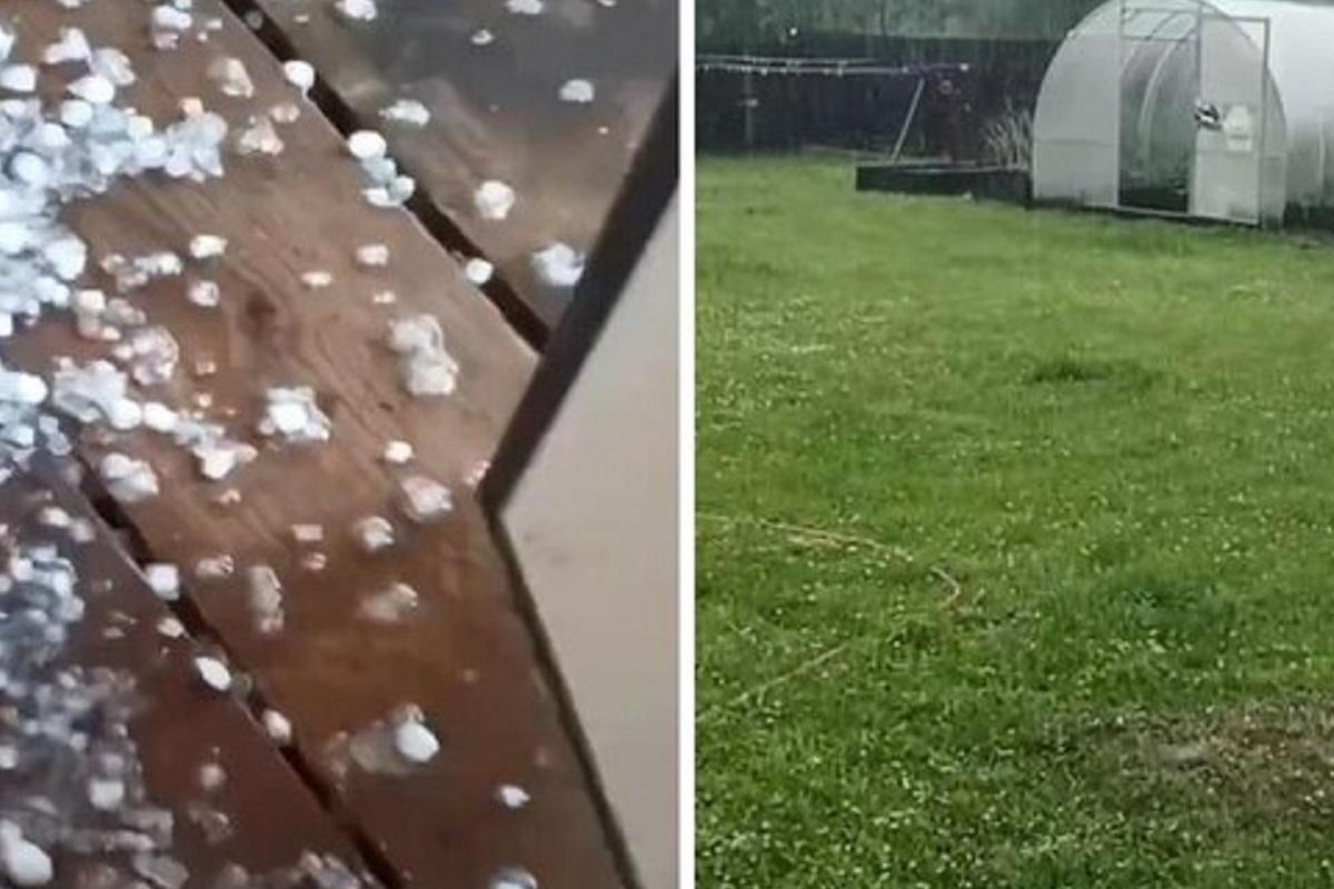 На новосибирское село Сокур обрушился ливень с крупным градом