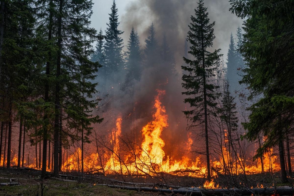 Под Ростовом сотни гектаров леса превращаются в огненный ад