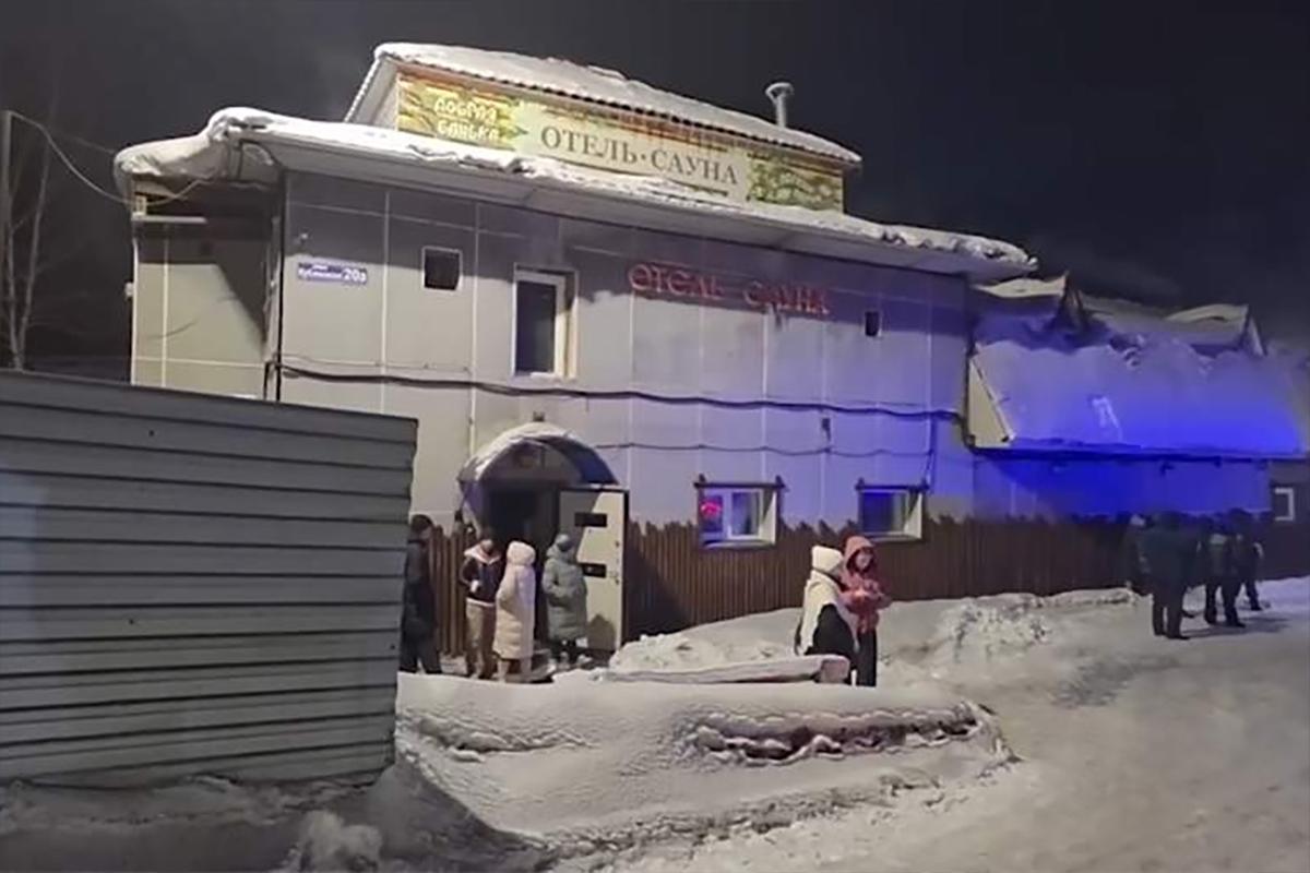 Опубликовано видео с места пожара в частной сауне в Кузбассе