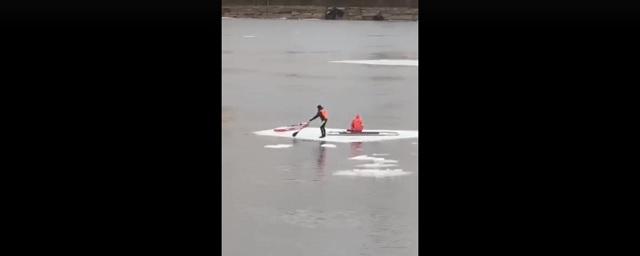 Два петербуржца прокатились на льдине по Неве
