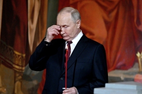 Путин прибыл на пасхальное богослужение в храм Христа Спасителя