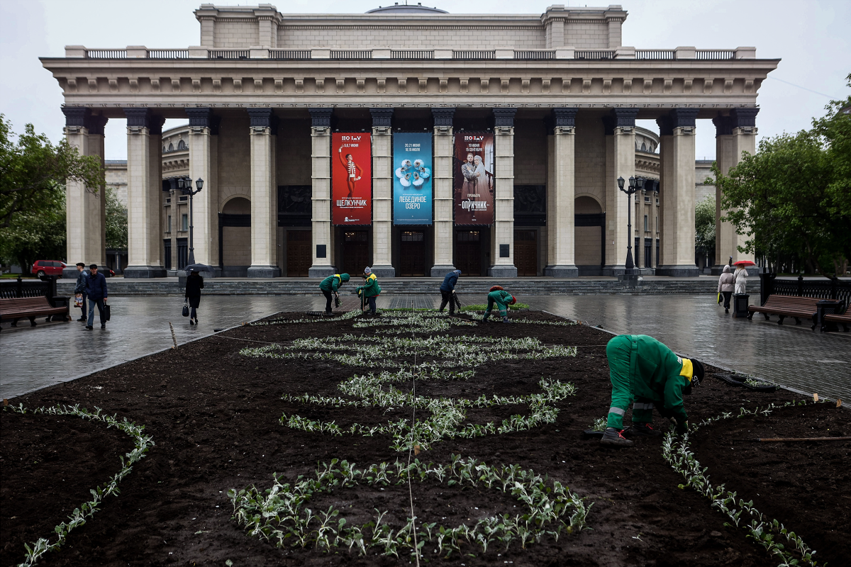 В Новосибирске высадят цветы в виде ордынского орнамента