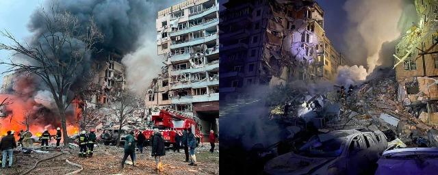 Зеленский: После взрыва в Днепре частично обрушился многоквартирный дом, есть жертвы