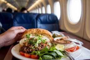Пассажир-вегетарианец подавился мясным блюдом и не выжил во время полета