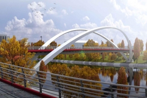 Собянин рассказал о ходе строительства пешеходного моста в Мневниковской пойме Москвы