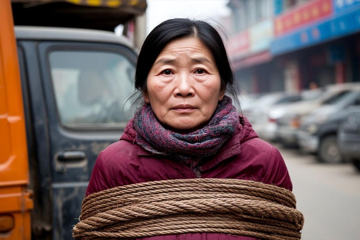 Ради проверки мужа на измену китаянка привязала себя к грузовику и проехала несколько километров