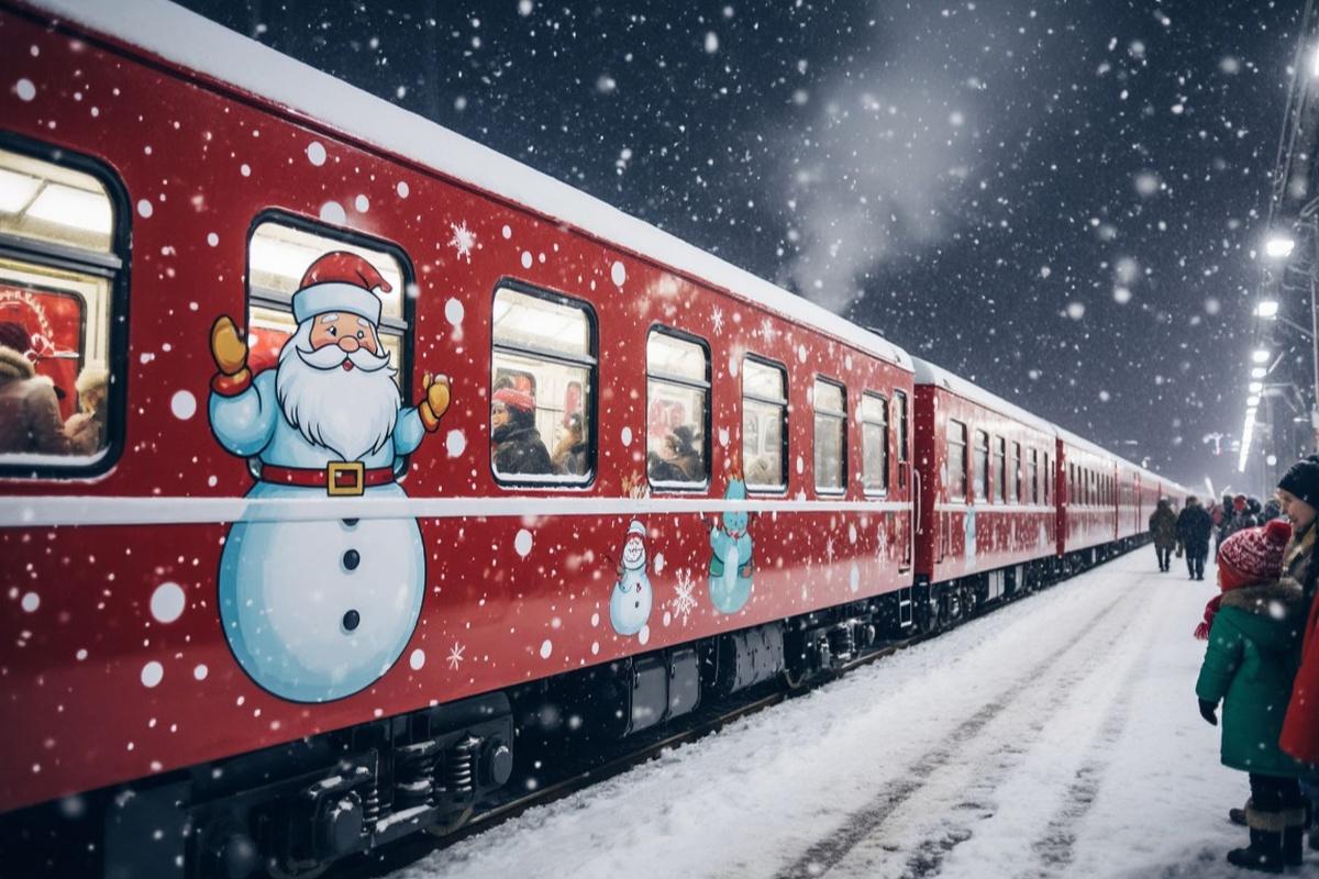 Поезд Деда Мороза осчастливил детей Саранска