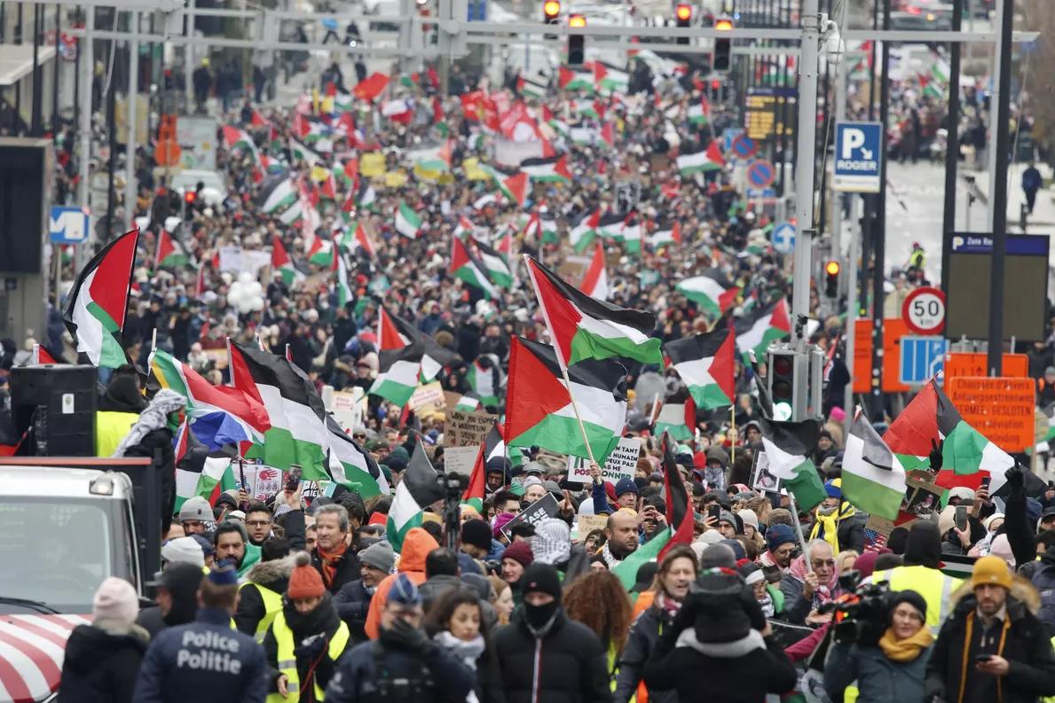 В Брюсселе демонстранты потребовали срочных мер против Израиля из-за Газы