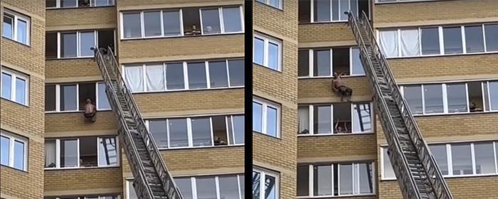 В Чите мужчина сорвался с 12 этажа, но зацепился за балкон соседей снизу — Видео