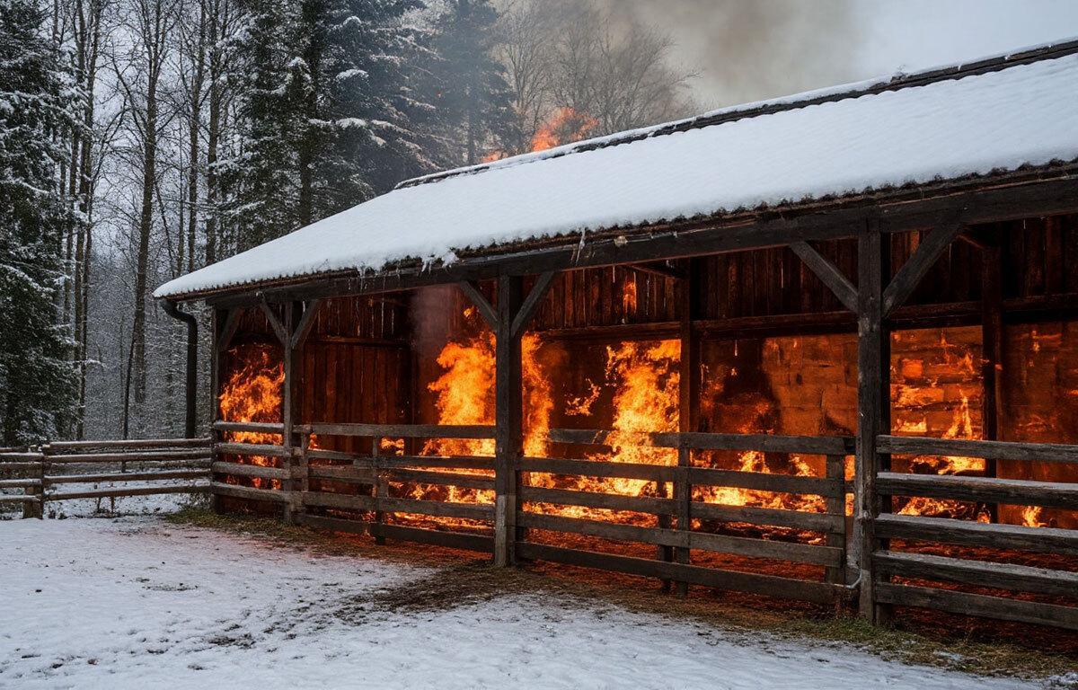 В Московской области потушили возгорание в конюшне конноспортивного клуба