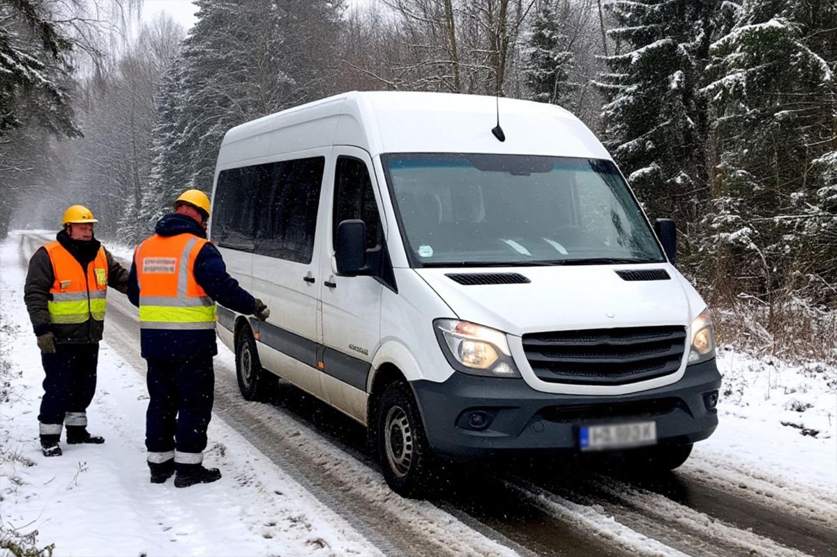 В Туве дорожники помогли водителю микроавтобуса на летней резине