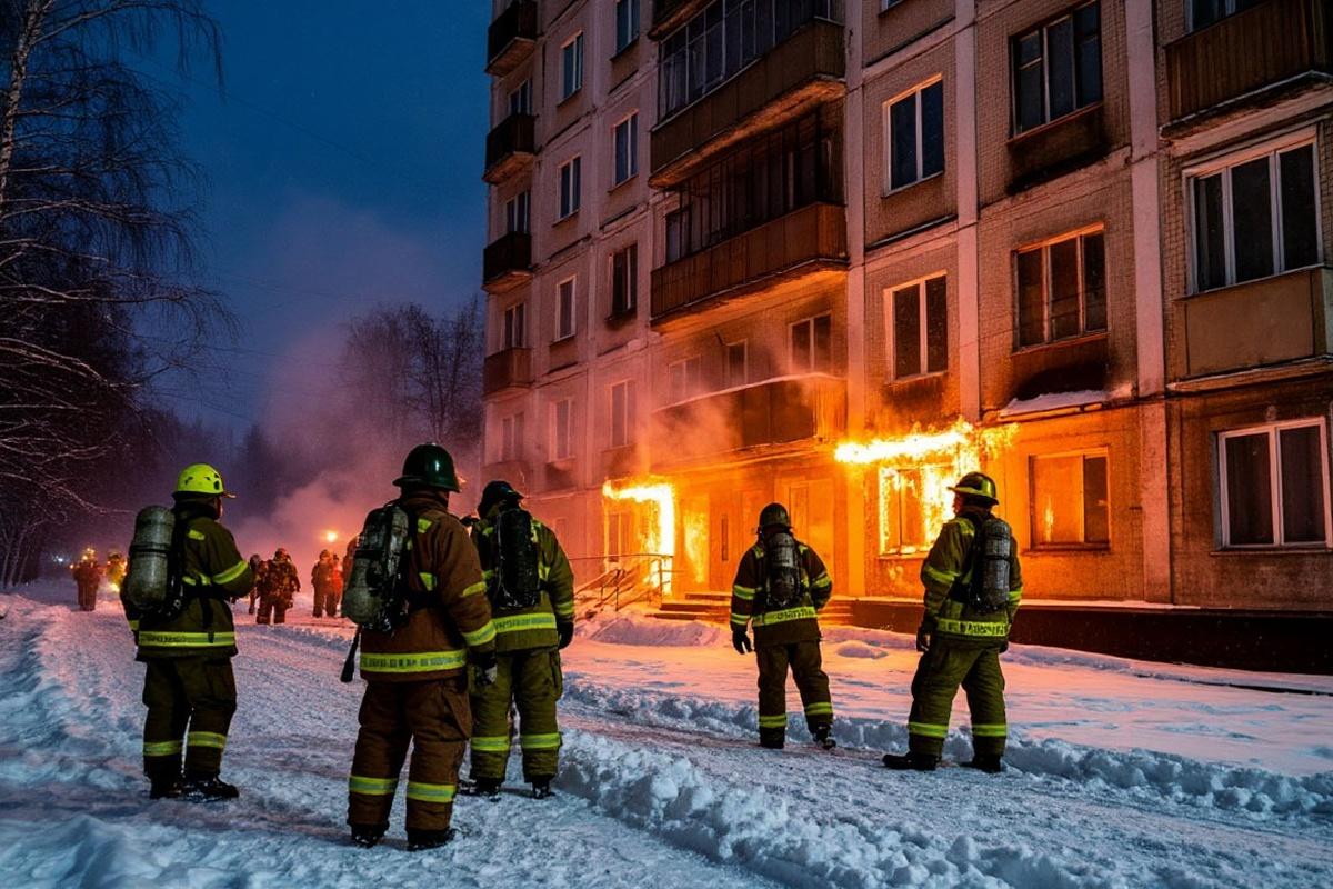 В Ноябрьске произошел крупный пожар в частично расселенном доме