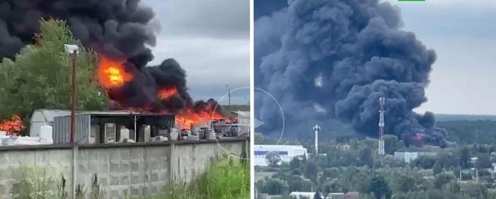 Масштабный пожар на складе в подмосковном Раменском потушен