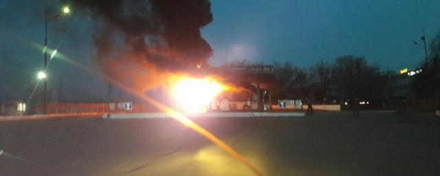 В Кемеровской области на АЗС сгорел пассажирский автобус