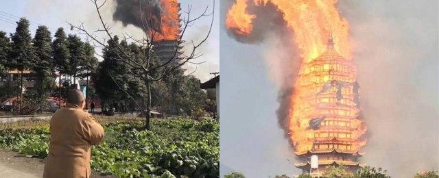 В Китае сгорела высочайшая в Азии деревянная буддийская пагода