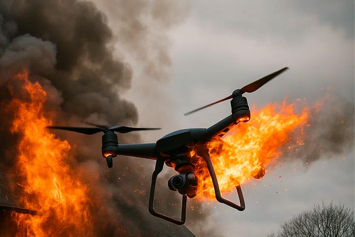 Камера зафиксировала падение обломков сбитого дрона в Одинцово