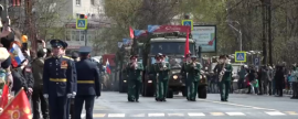 В Пушкине в Параде Победы приняли участие военнослужащие, курсанты МВД и юнармейцы