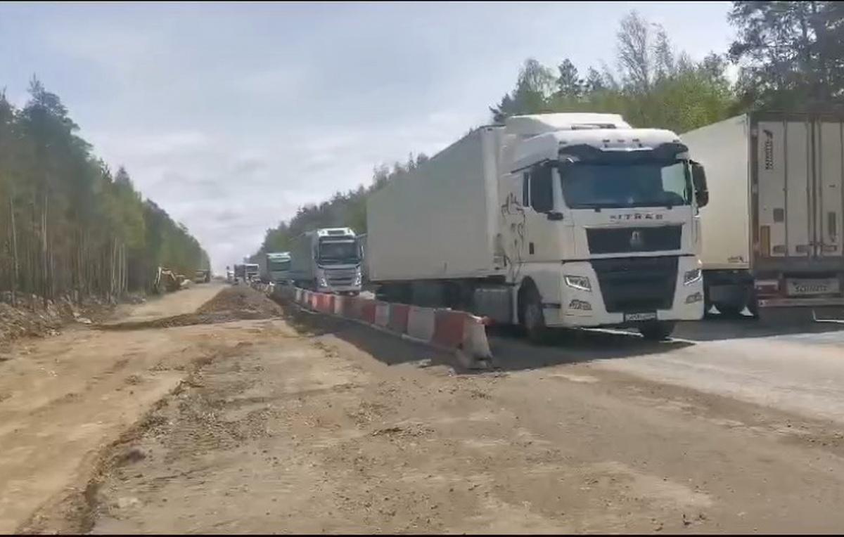 На участке трассы М-5 «Урал» из-за ремонта затруднено движение