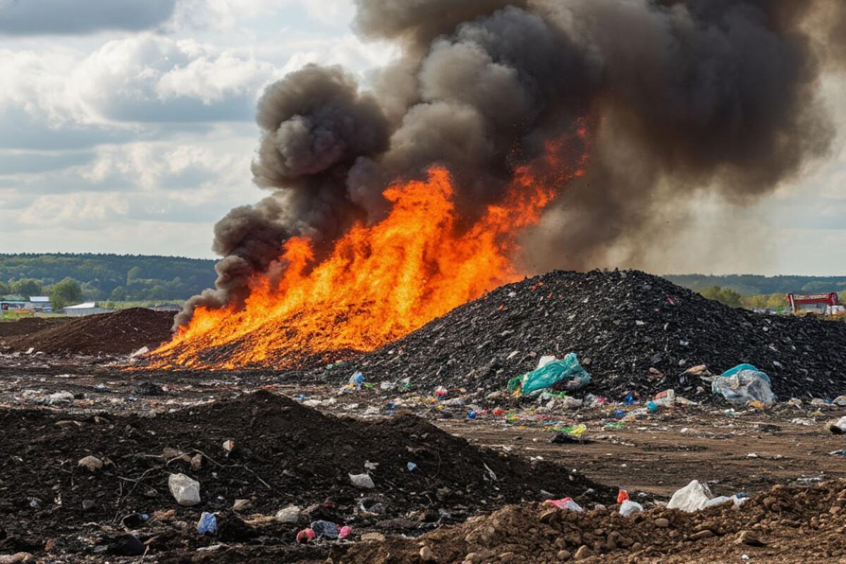 Под Новосибирском загорелся мусорный полигон