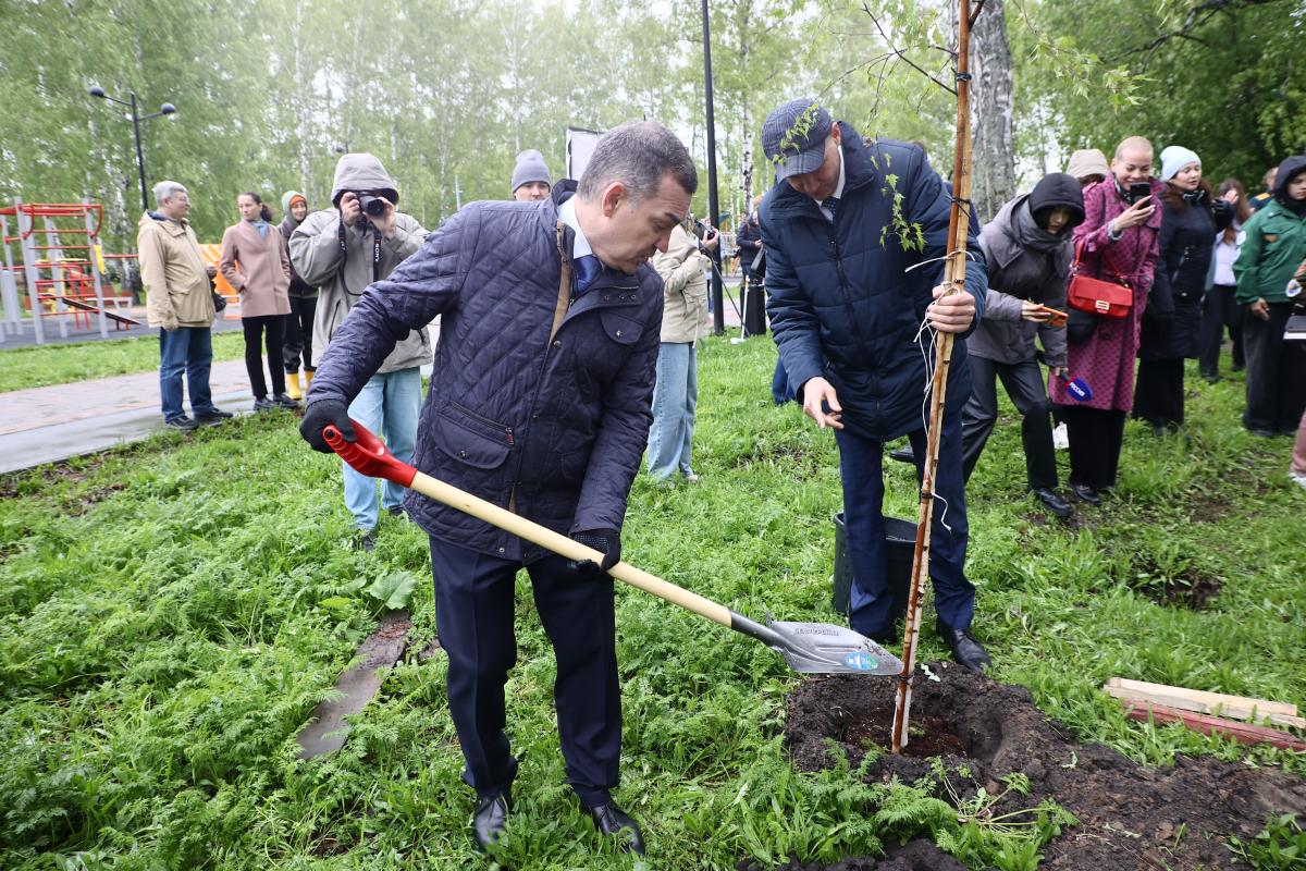 В сквере Героев Донбасса в рамках акции «Сад Памяти» высадили 45 крупномерных деревьев