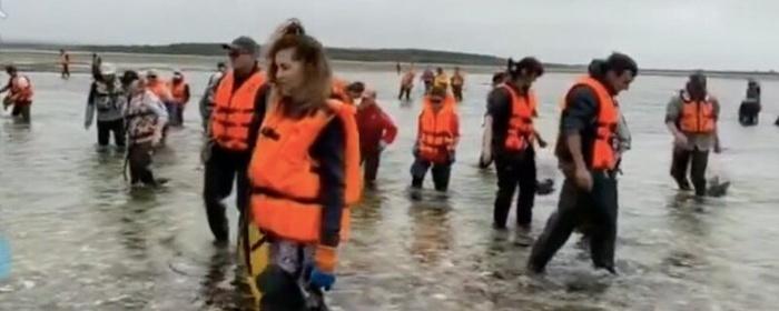 Толпы туристов приехали за моллюсками на озеро Буссе в Сахалине