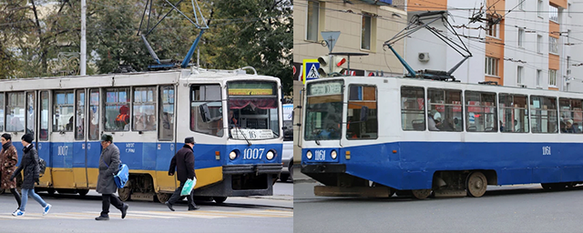 Власти Уфы перекрасили желто-синие трамваи в темно-синий цвет
