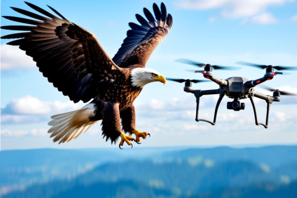 Орел уничтожил FPV-дрон, летевший в сторону российского штурмовика