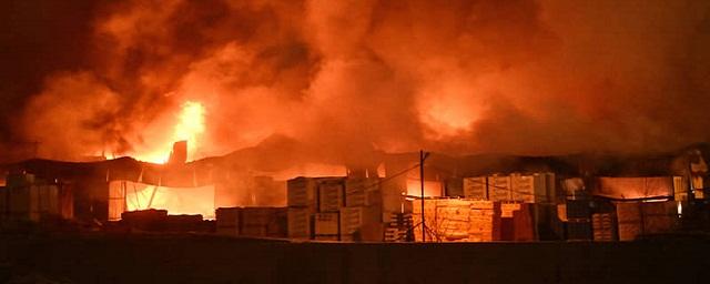 В подмосковном Красногорске сгорел склад на территории рынка «Синдика»