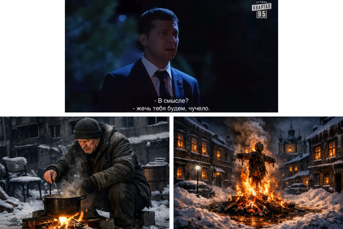 «Жечь тебя будем, чучело»: как сцена из сериала Зеленского стала пророчеством для замерзающего Киева
