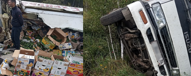 В Новосибирской области в ДТП попал грузовик с огурцами