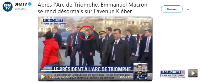 Президент Макрон прибыл к Триумфальной арке после беспорядков в Париже