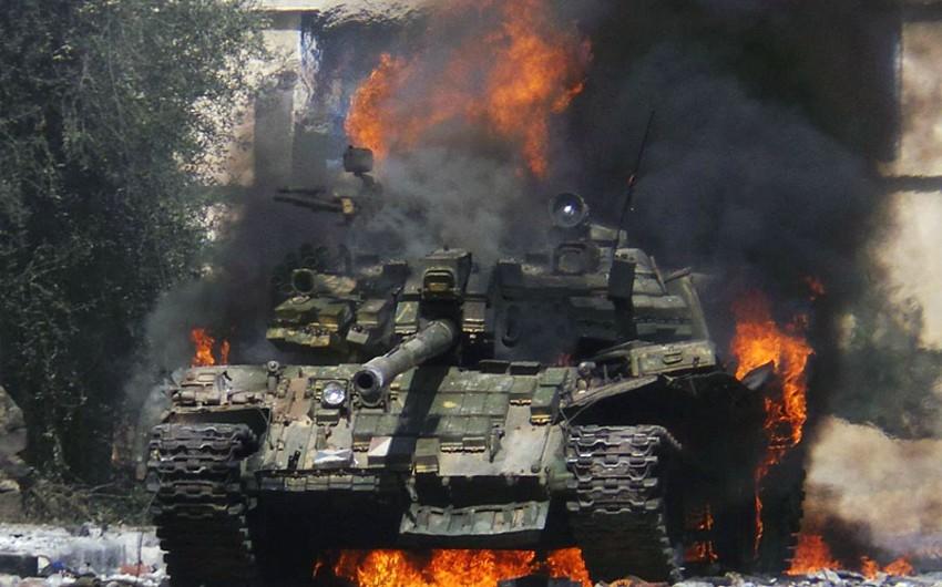 На территории воинской части в Буйнакском районе Дагестана загорелся танк