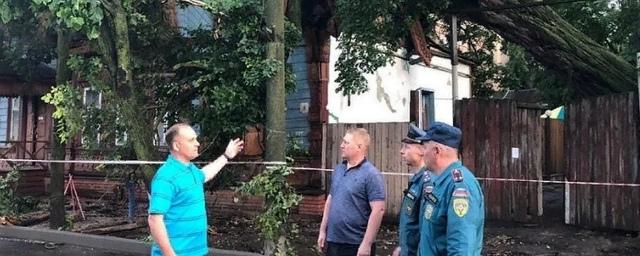 В центре Рязани упавший вяз повредил два дома