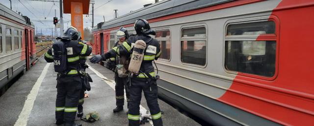 Пожарные потушили условный пожар на железнодорожном транспорте в Электрогорске