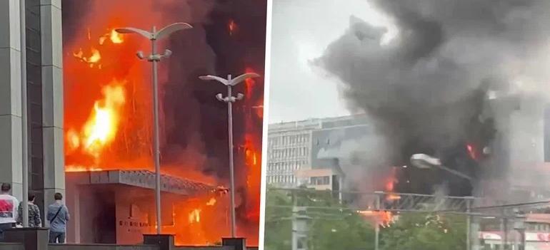 Ранг пожара в столичном бизнес-центре «Гранд Сетунь плаза» повышен до максимального пятого