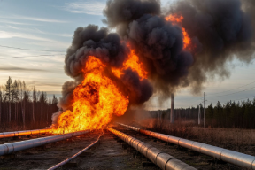 В Омске после аварии на газопроводе случился мощный пожар