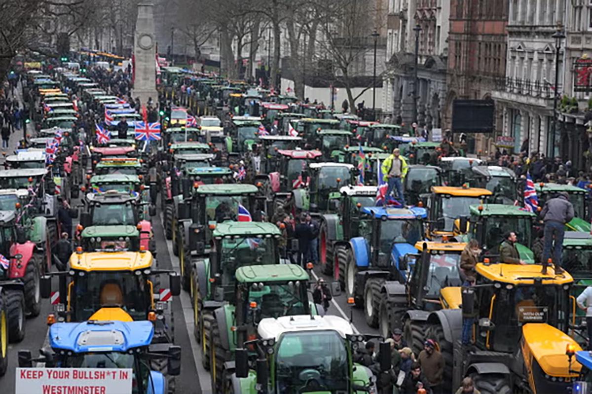 Фермеры приехали на протест в центр Лондона на тракторах и танках