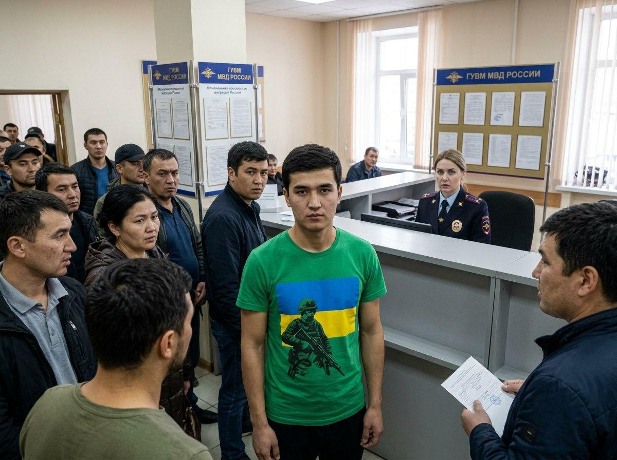 В футболке с эмблемой ВСУ прямо в МВД: Как мигрант пришёл получать патент. Удивило решение суда
