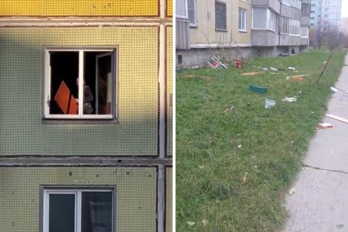 В Краснообске подростки решили устроить радикальный редизайн квартиры, выкинув вещи из окна